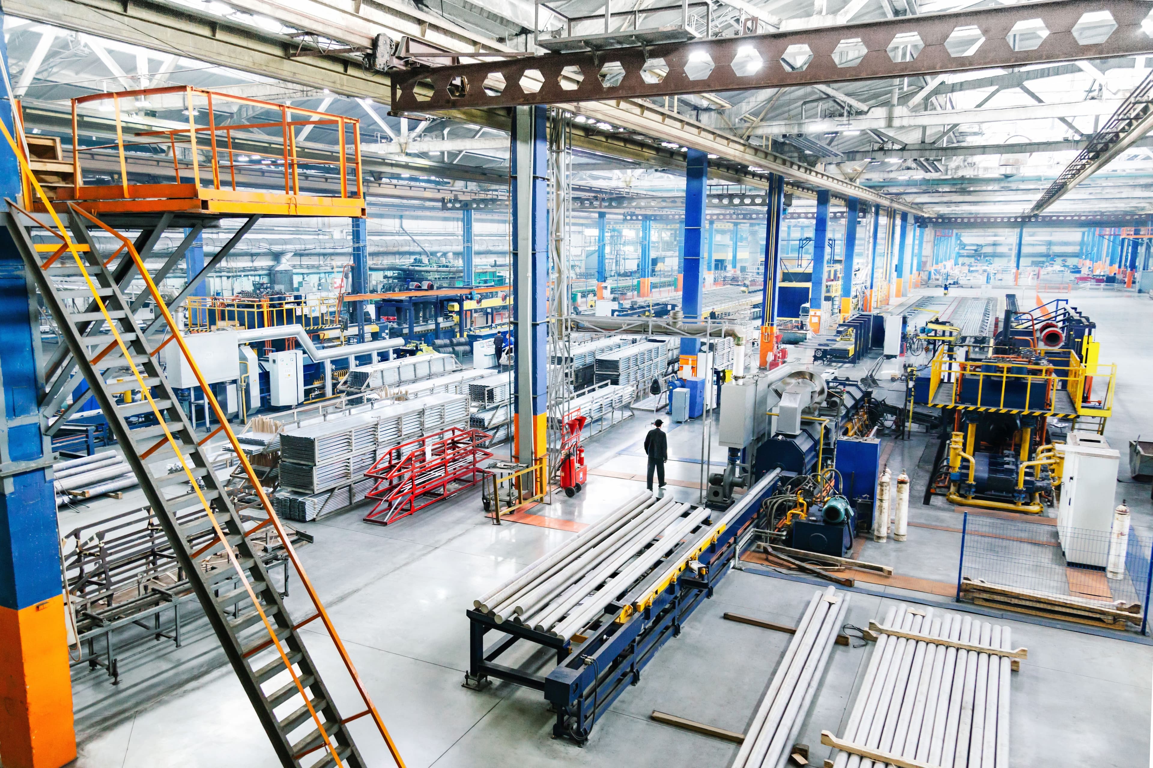Modern manufacturing facility with advanced product production equipment, motors, and gear systems